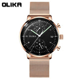 men's watch, ultra-thin watch, leather strap watch, luminous watch, waterproof watch, date calendar watch, curved glass watch, casual sports watch, OLIKA watch, men's fashion watch - Smooth genuine leather with a white surface - Size Man