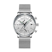 men's watch, ultra-thin watch, leather strap watch, luminous watch, waterproof watch, date calendar watch, curved glass watch, casual sports watch, OLIKA watch, men's fashion watch - Stainless steel with a white face - Size Man In Australia - Darrahopens