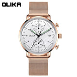 men's watch, ultra-thin watch, leather strap watch, luminous watch, waterproof watch, date calendar watch, curved glass watch, casual sports watch, OLIKA watch, men's fashion watch - Striped genuine leather belt with a white surface - Size Man