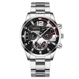men's watch, Geneva calendar watch, stainless steel watch, business watch for men, Australian men's fashion, dress watch, formal watch, calendar wristwatch, Australian men's accessories - Black - Size 1