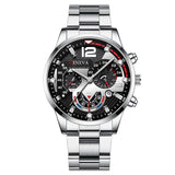men's watch, Geneva calendar watch, stainless steel watch, business watch for men, Australian men's fashion, dress watch, formal watch, calendar wristwatch, Australian men's accessories - Black - Size 12 In Australia - Darrahopens