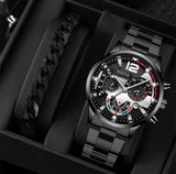 men's watch, Geneva calendar watch, stainless steel watch, business watch for men, Australian men's fashion, dress watch, formal watch, calendar wristwatch, Australian men's accessories - Black - Size 12 In Australia - Darrahopens