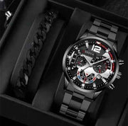 men's watch, Geneva calendar watch, stainless steel watch, business watch for men, Australian men's fashion, dress watch, formal watch, calendar wristwatch, Australian men's accessories - Black - Size 3 In Australia - Darrahopens
