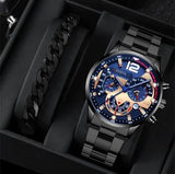 men's watch, Geneva calendar watch, stainless steel watch, business watch for men, Australian men's fashion, dress watch, formal watch, calendar wristwatch, Australian men's accessories - Black - Size 4