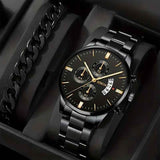 men's watch, Geneva calendar watch, stainless steel watch, business watch for men, Australian men's fashion, dress watch, formal watch, calendar wristwatch, Australian men's accessories - Black - Size 7 In Australia - Darrahopens