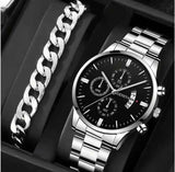 men's watch, Geneva calendar watch, stainless steel watch, business watch for men, Australian men's fashion, dress watch, formal watch, calendar wristwatch, Australian men's accessories - Black - Size 8 In Australia - Darrahopens
