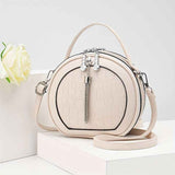 Ladies Handbag Round Handbag Croc-Embossed Handbag Tassel Handbag High-Quality - Beige - Size L In Australia - Darrahopens