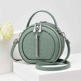 Ladies Handbag Round Handbag Croc-Embossed Handbag Tassel Handbag High-Quality - Beige - Size L In Australia - Darrahopens