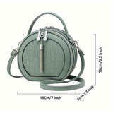 Ladies Handbag Round Handbag Croc-Embossed Handbag Tassel Handbag High-Quality - Beige - Size L In Australia - Darrahopens