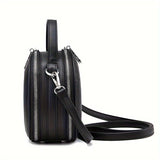 Ladies Handbag Round Handbag Croc-Embossed Handbag Tassel Handbag High-Quality - Khaki - Size L