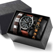 Men'S Bracelet Watch Set Single Calendar Watch Fake Three Eye Watch Canvas - Black - Size 15 In Australia - Darrahopens