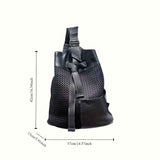 Leather Backpack Mesh Backpack Hybrid Backpack Travel Backpack Stylish Backpack - Black - Size M