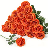 Artificial Silk Roses 25-Piece Bouquet Wedding Decorations Family Gathering - Orange - Size L In Australia - Darrahopens