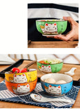 Lucky Cat Ceramic Bowl Set – 4-Piece Maneki-Neko Gift Box