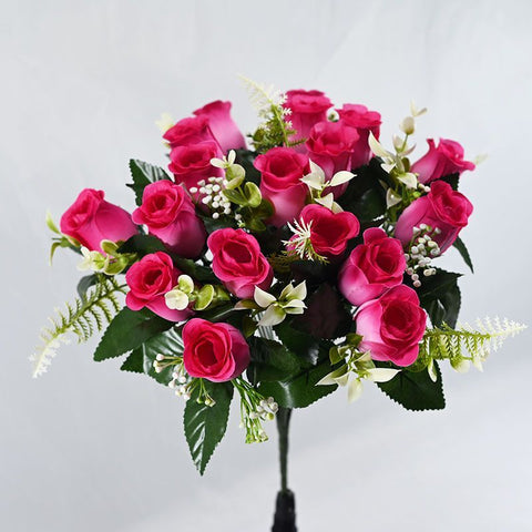 Artificial Rose Bouquet Faux Roses Fake Flowers Home Decor Garden Decoration - Red - Size L