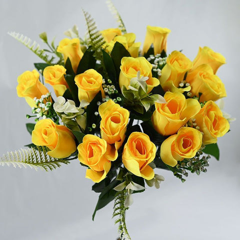 Artificial Rose Bouquet Faux Roses Fake Flowers Home Decor Garden Decoration - Yellow - Size L In Australia - Darrahopens