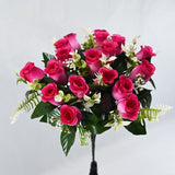 Artificial Rose Bouquet Faux Roses Fake Flowers Home Decor Garden Decoration - Yellow - Size L