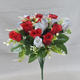Artificial Rose Bouquet Faux Roses Fake Flowers Home Decor Garden Decoration - white and blue - Size L