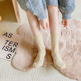 4 Pairs Women’s Wool Blend Socks Mixed Colours Soft Warm Thick Mid Calf Socks for Autumn Winter