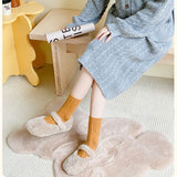 4 Pairs Women’s Wool Blend Socks Mixed Colours Soft Warm Thick Mid Calf Socks for Autumn Winter
