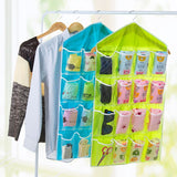 Beige 16 Pocket Hanging Wardrobe Organizer Transparent Storage Bag for Clothes Underwear Socks and Accessories In Australia - Darrahopens