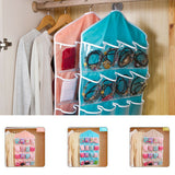 Beige 16 Pocket Hanging Wardrobe Organizer Transparent Storage Bag for Clothes Underwear Socks and Accessories