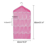 Pink 16 Pocket Hanging Wardrobe Organizer Transparent Storage Bag for Clothes Underwear Socks and Accessories