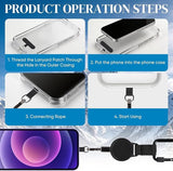 2pcs Retractable Phone Tether, Outdoor Anti-Theft Retractables Phone Lanyard,Phone Lanyard With Secure Locking Clip and 360° Anti-Tangle Design for Travel Hiking Skiing