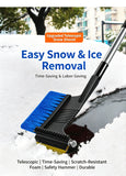 Multi-functional retractable snow and ice removal shovel for cars [with safety hammer]