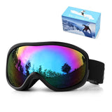 Winter Double-Layer Anti-Fog Spherical Ski Goggles,Sand black+colorful pieces