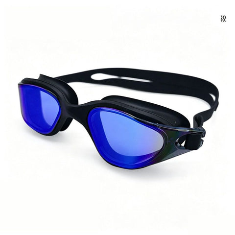 High definition silicone waterproof and anti fog adult swimming goggles,Black Colorful Blue