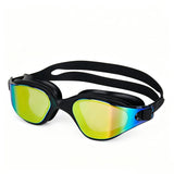 High definition silicone waterproof and anti fog adult swimming goggles,Black Colorful Gold