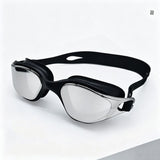 High definition silicone waterproof and anti fog adult swimming goggles,Black silver plating