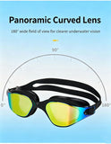 High definition silicone waterproof and anti fog adult swimming goggles,Black silver plating