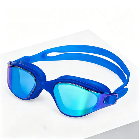 High definition silicone waterproof and anti fog adult swimming goggles,Blue Colorful Blue