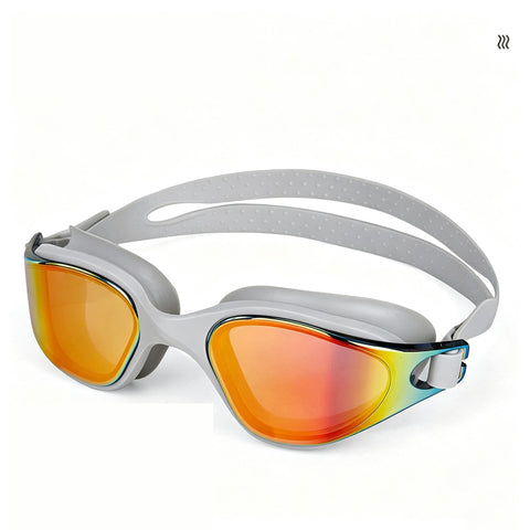 High definition silicone waterproof and anti fog adult swimming goggles,Grey Colorful Red