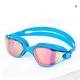 High definition silicone waterproof and anti fog adult swimming goggles,Light blue dazzling color