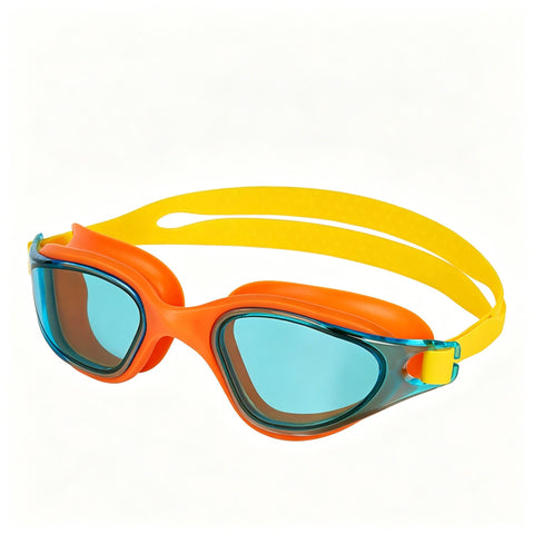 High definition silicone waterproof and anti fog adult swimming goggles,Orange-yellow