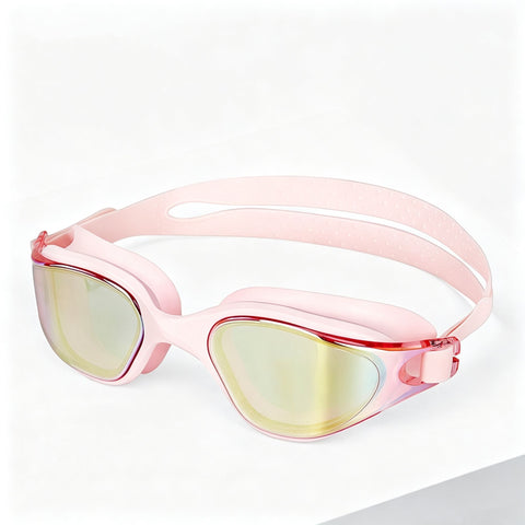 High definition silicone waterproof and anti fog adult swimming goggles,Pink Colorful Gold
