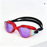 High definition silicone waterproof and anti fog adult swimming goggles,Red Colorful Purple