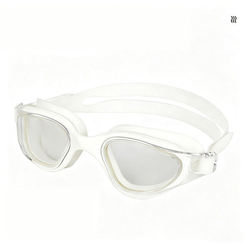 High definition silicone waterproof and anti fog adult swimming goggles,white