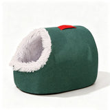 Winter thick and warm, portable plush pet nest,Large-green