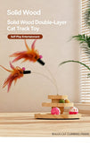 2-Layer Wooden Cat Toy Tumbling Feather Wand