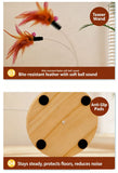 2-Layer Wooden Cat Toy Tumbling Feather Wand