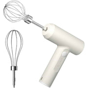 Cordless Hand Mixer, One Touch Off Handheld Electric Whisk with 3 Speed Modes, Hand Held Egg Beater with 2 Detachable Stir Whisks (White） In Australia - Darrahopens