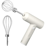 Cordless Hand Mixer, One Touch Off Handheld Electric Whisk with 3 Speed Modes, Hand Held Egg Beater with 2 Detachable Stir Whisks (White） In Australia - Darrahopens