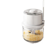 Electric Garlic Chopper and Mincer, Mini Portable Veggie Cutter for Ginger Vegetables Pepper, 350ml Glass Cup Safe 6-Blade Small Vegetable Chopper with Auto Shut-Off