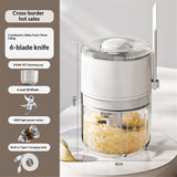 Electric Garlic Chopper and Mincer, Mini Portable Veggie Cutter for Ginger Vegetables Pepper, 350ml Glass Cup Safe 6-Blade Small Vegetable Chopper with Auto Shut-Off