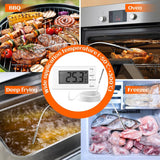 2 Packs Digital Oven Thermometer -58°F to 572°F/-50°C-300°C, Thermometer with Probe, High Low Temperature Alarm, LCD, White