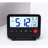 Digital Travel Alarm Clock - LCD Display, Backlit desktop alarm clock, student folding mirror electronic clock, temperature display, snooze, portable clock（black）